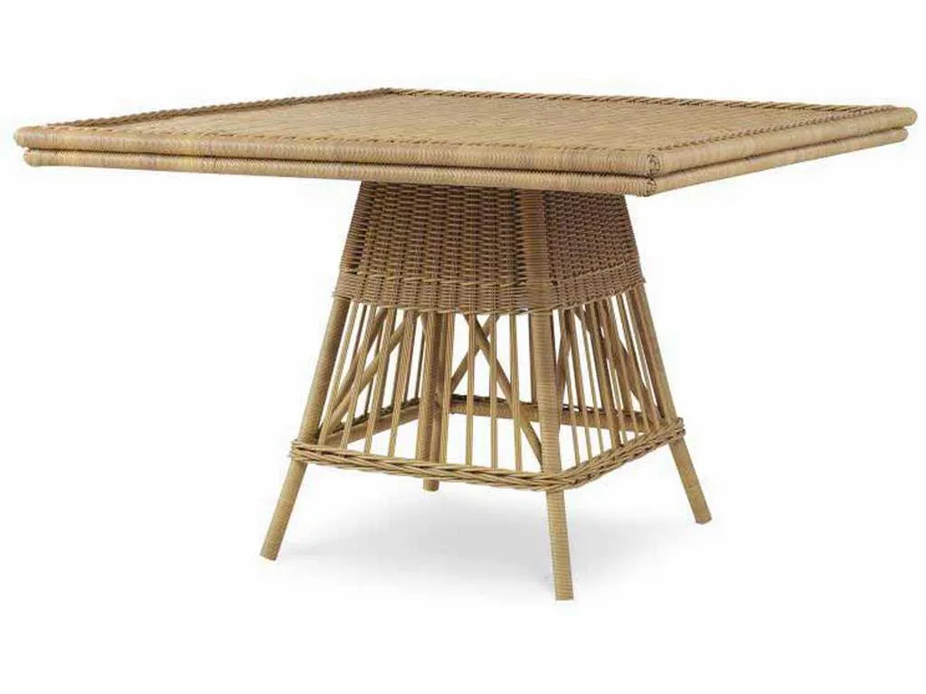 Century AE-D40-92-NT Wicker Square Dining Table with Tempered Glass