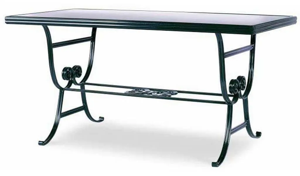 Century AE-D41-92 Augustine Metal Dining Table with Scroll Base and Tempered Glass Century AE-D41-92 Augustine Metal Dining Table with Scroll Base and Tempered Glass