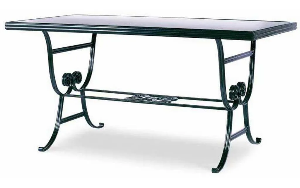 Century AE-D41-92 Augustine Metal Dining Table with Scroll Base and Tempered Glass Century AE-D41-92 Augustine Metal Dining Table with Scroll Base and Tempered Glass