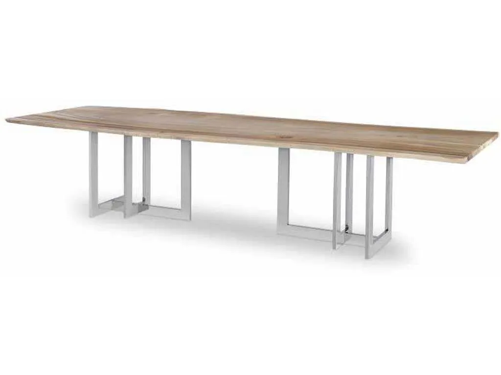 Century CR9-1-86-G-972 Live Edge 86 inch Guan Slab Dining Tbl Polished Nickel Base