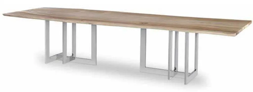 Century CR9-1-108-G-972 Details Live Edge 108 inch Guan Slab Dining Tbl Polished Nickel Base Century CR9-1-108-G-972 Details Live Edge 108 inch Guan Slab Dining Tbl Polished Nickel Base