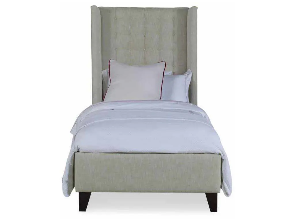 Century CR9-123T Details Wing Bed Fully Upholstered Wing Tall Headboard Bed Twin Size