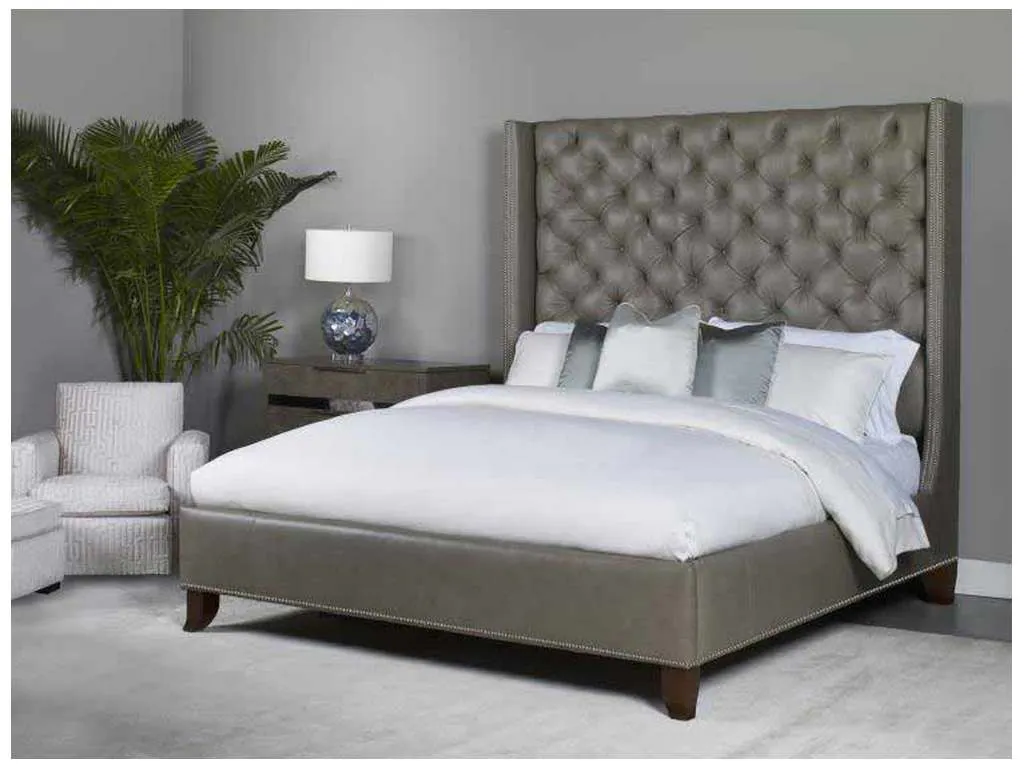 Century CR9-123CK Details Wing Bed Fully Upholstered Tall Wing Headboard Bed Cal King Size Century CR9-123CK Details Wing Bed Fully Upholstered Tall Wing Headboard Bed Cal King Size