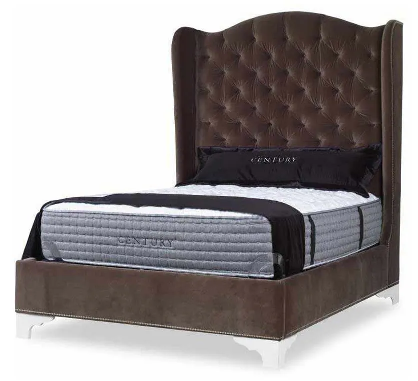 Century CR9-123Q Details Wing Bed Fully Upholstered Wing Tall Headboard Bed Queen Size Century CR9-123Q Details Wing Bed Fully Upholstered Wing Tall Headboard Bed Queen Size