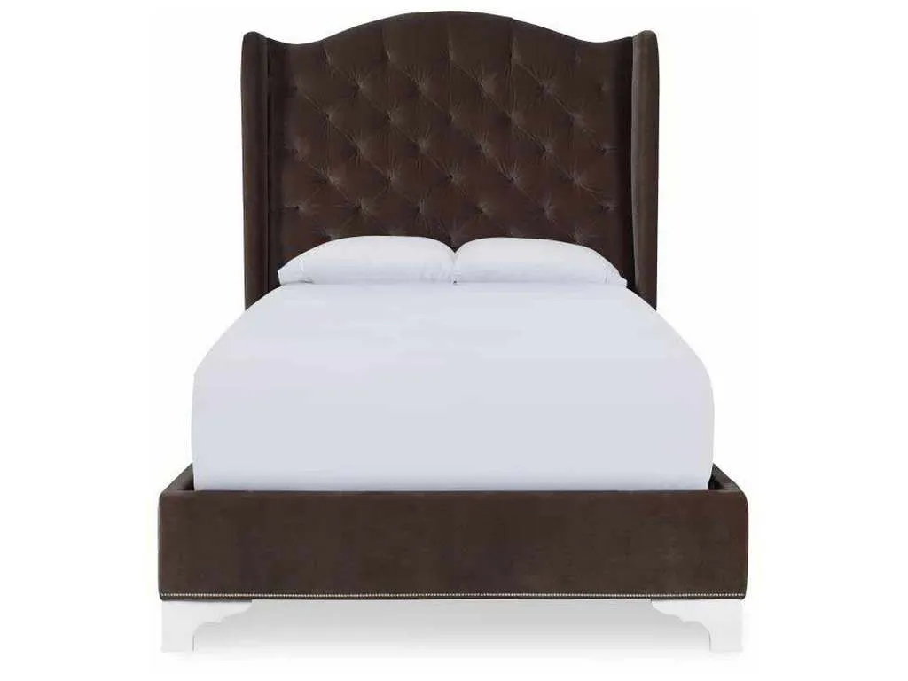 Century CR9-123Q Details Wing Bed Fully Upholstered Wing Tall Headboard Bed Queen Size