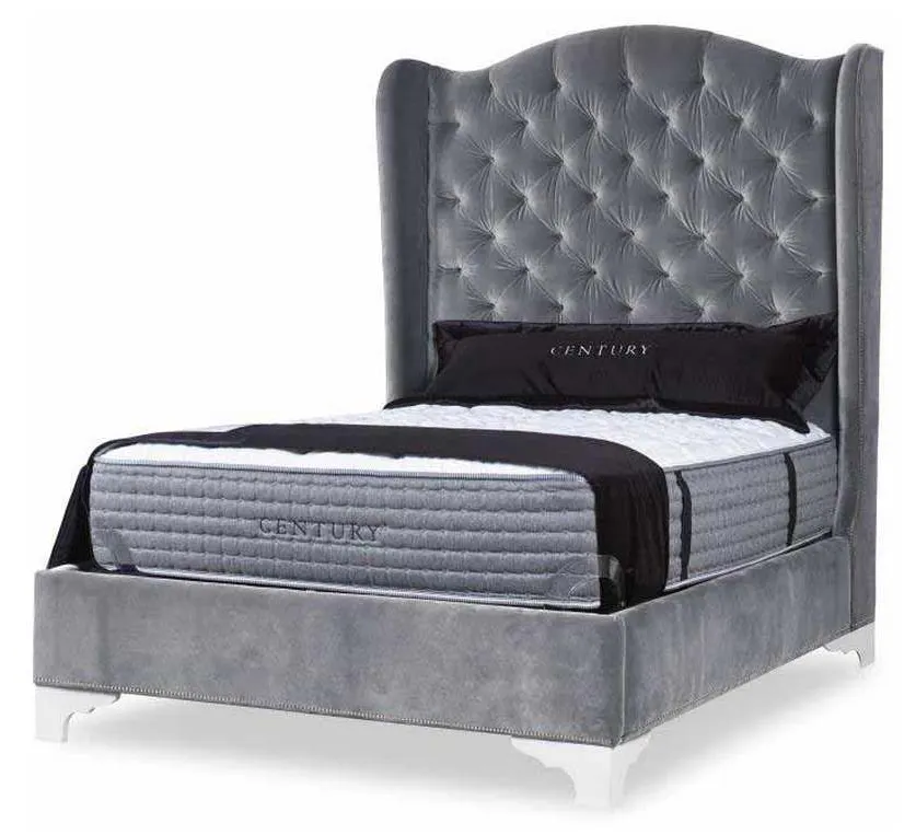 Century CR9-123Q Details Wing Bed Fully Upholstered Wing Tall Headboard Bed Queen Size Century CR9-123Q Details Wing Bed Fully Upholstered Wing Tall Headboard Bed Queen Size