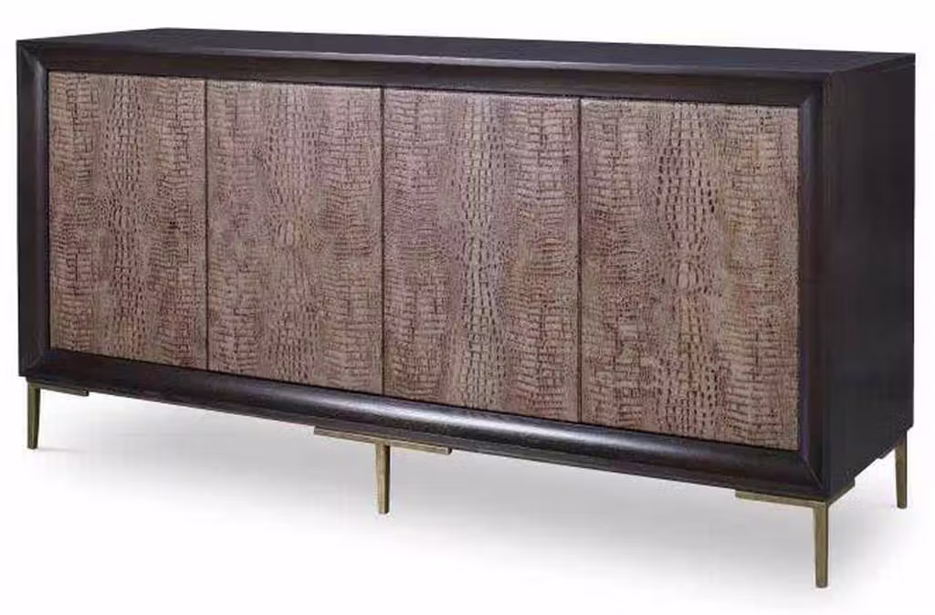 Century CR9-501EL Details Case Four Door Embossed Leather Front Low Credenza Century CR9-501EL Details Case Four Door Embossed Leather Front Low Credenza