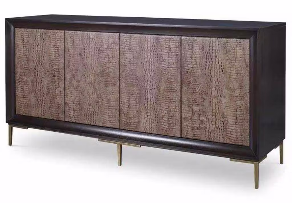 Century CR9-501EL Details Case Four Door Embossed Leather Front Low Credenza Century CR9-501EL Details Case Four Door Embossed Leather Front Low Credenza