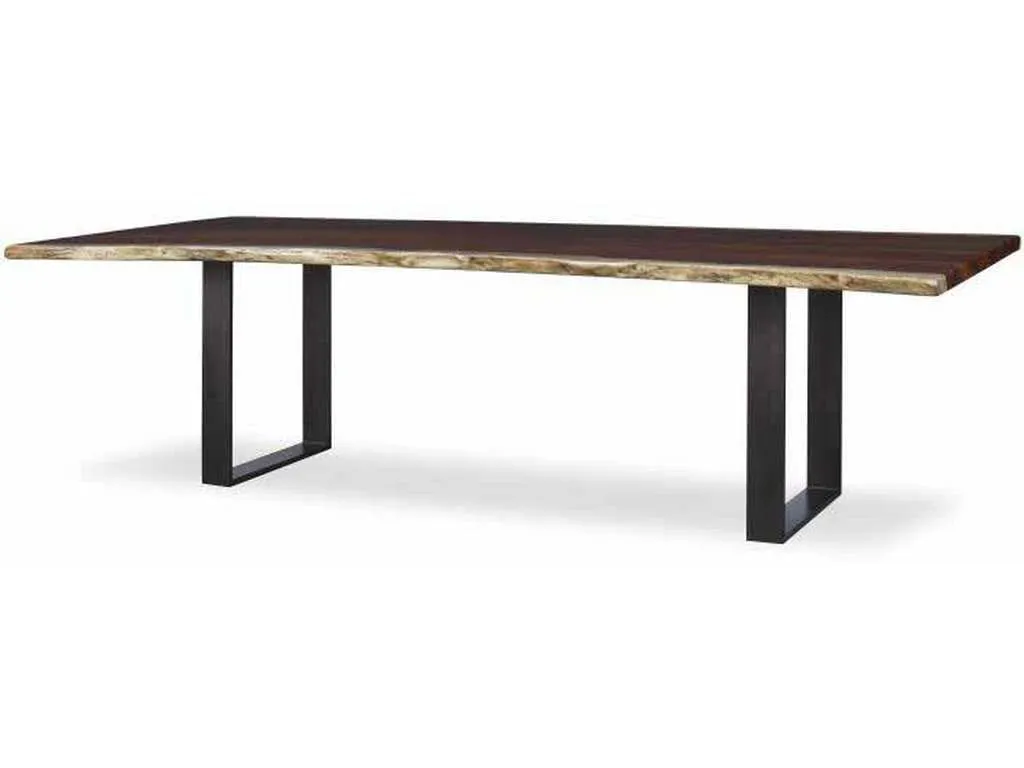 Century CR9-1-86-G-971 Details Live Edge 86 inch Guan Slab Dining Table Oiled Bronze Strap Base