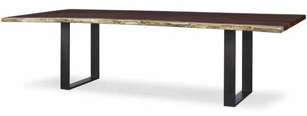Century CR9-1-86-G-971 Details Live Edge 86 inch Guan Slab Dining Table Oiled Bronze Strap Base Century CR9-1-86-G-971 Details Live Edge 86 inch Guan Slab Dining Table Oiled Bronze Strap Base