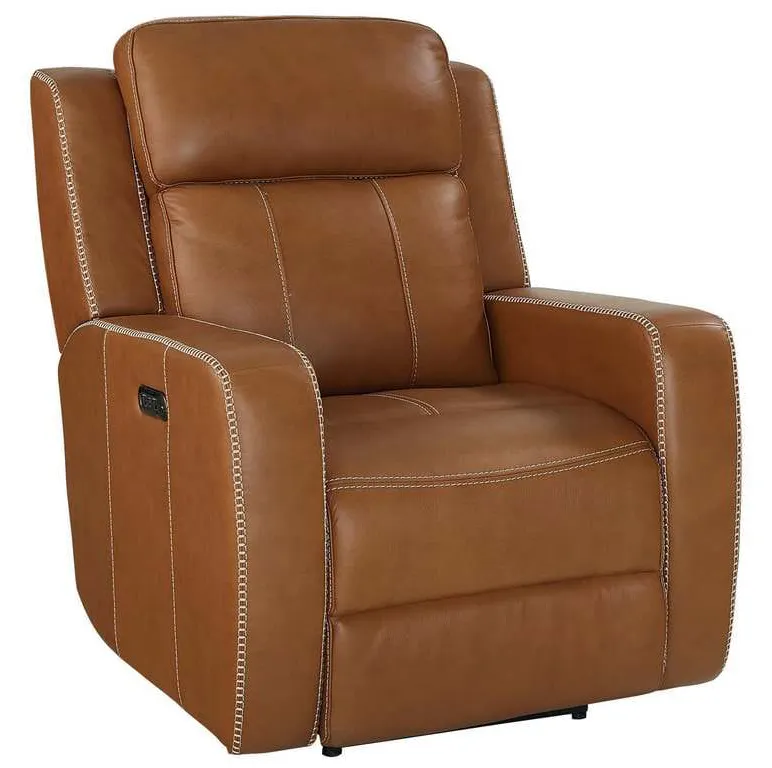 Club Level By Bassett 3753-P62W Norwood Power Motion Recliner in Tan Leather Club Level By Bassett 3753-P62W Norwood Power Motion Recliner in Tan Leather