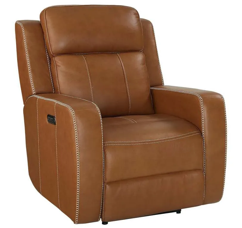 Club Level By Bassett 3753-P62W Norwood Power Motion Recliner in Tan Leather Club Level By Bassett 3753-P62W Norwood Power Motion Recliner in Tan Leather