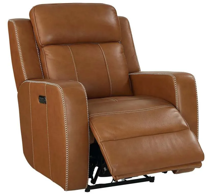 Club Level By Bassett 3753-P62W Norwood Power Motion Recliner in Tan Leather Club Level By Bassett 3753-P62W Norwood Power Motion Recliner in Tan Leather