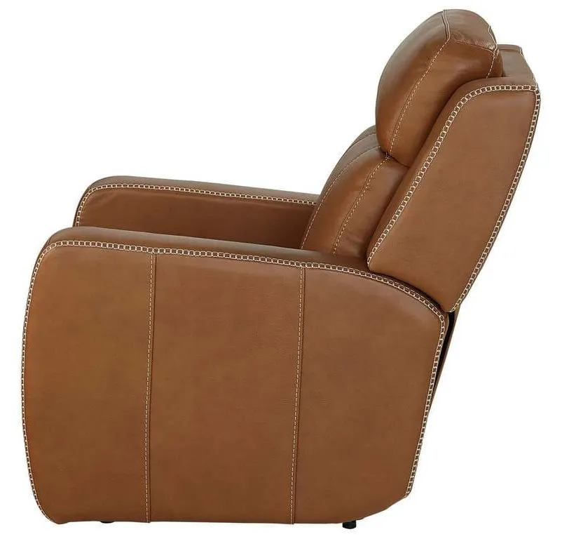 Club Level By Bassett 3753-P62W Norwood Power Motion Recliner in Tan Leather Club Level By Bassett 3753-P62W Norwood Power Motion Recliner in Tan Leather