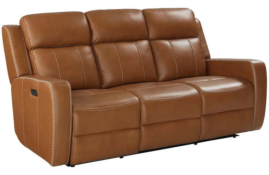 Club Level By Bassett 3752-PC42T Norwood Power Motion Sofa in Tan Leather Club Level By Bassett 3752-PC42T Norwood Power Motion Sofa in Tan Leather