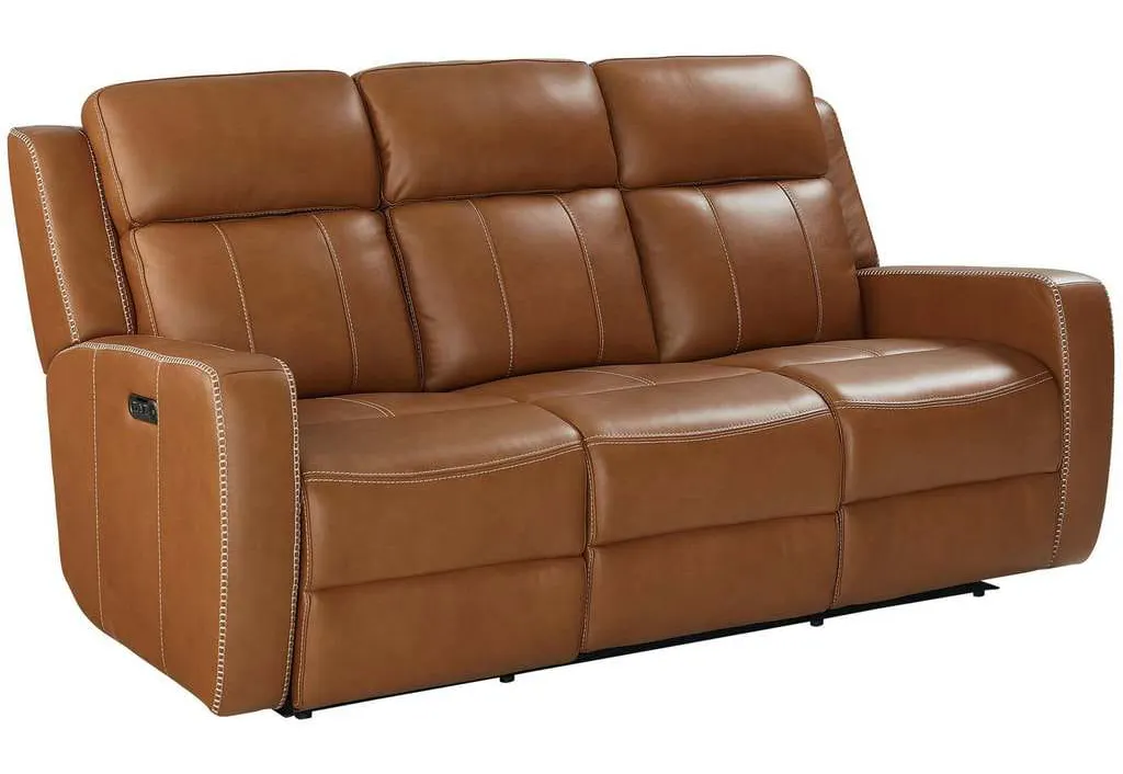 Club Level By Bassett 3752-PC42T Norwood Power Motion Sofa in Tan Leather Club Level By Bassett 3752-PC42T Norwood Power Motion Sofa in Tan Leather