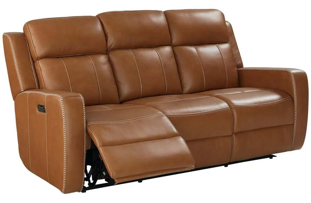 Club Level By Bassett 3752-PC42T Norwood Power Motion Sofa in Tan Leather Club Level By Bassett 3752-PC42T Norwood Power Motion Sofa in Tan Leather