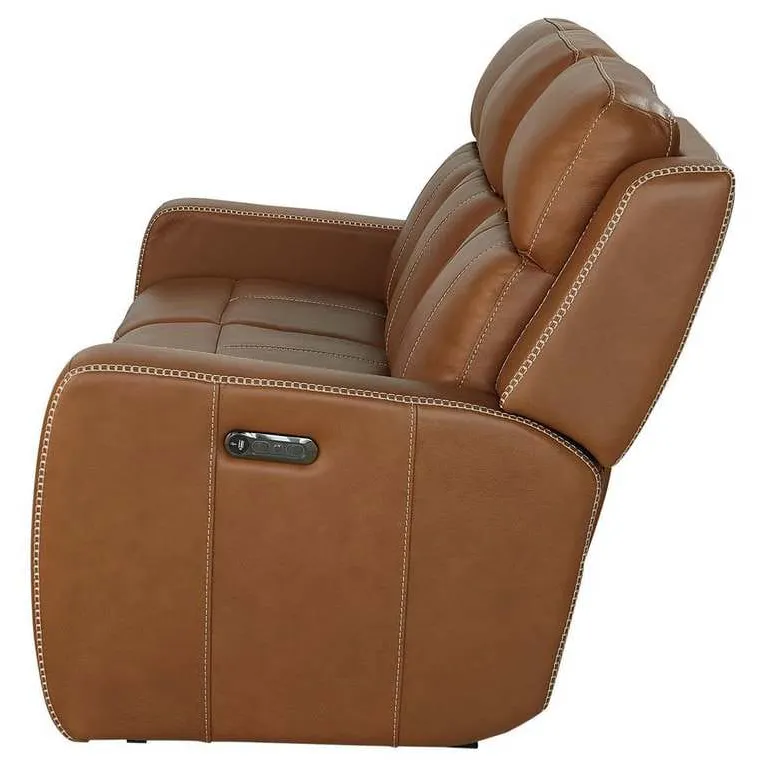 Club Level By Bassett 3752-PC42T Norwood Power Motion Sofa in Tan Leather Club Level By Bassett 3752-PC42T Norwood Power Motion Sofa in Tan Leather