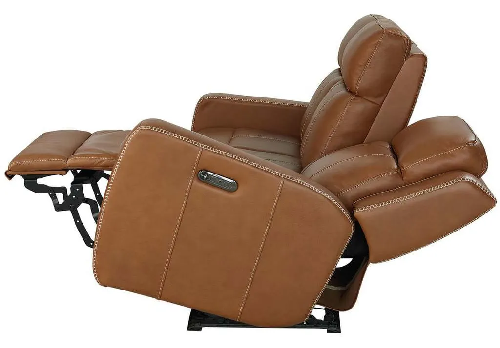 Club Level By Bassett 3752-PC42T Norwood Power Motion Sofa in Tan Leather Club Level By Bassett 3752-PC42T Norwood Power Motion Sofa in Tan Leather