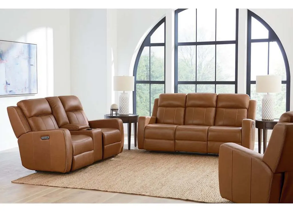 Club Level By Bassett 3753-P62W Norwood Power Motion Recliner in Tan Leather Club Level By Bassett 3753-P62W Norwood Power Motion Recliner in Tan Leather