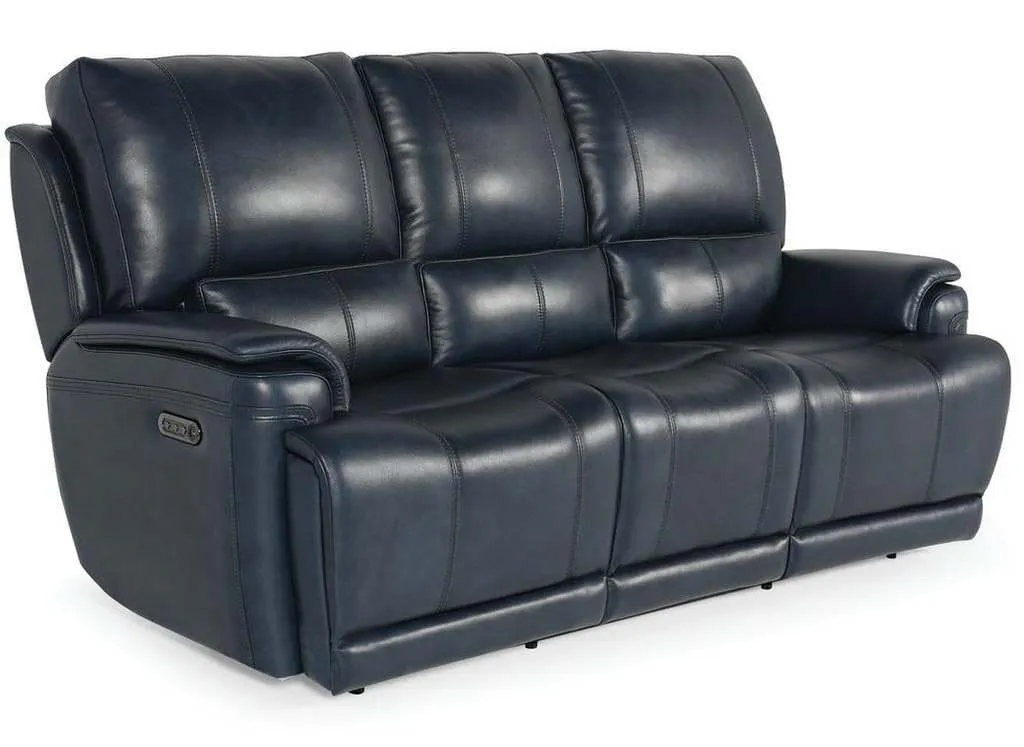 Club Level By Bassett 3749-P62N Burlington Power Motion Sofa in Navy Leather Club Level By Bassett 3749-P62N Burlington Power Motion Sofa in Navy Leather
