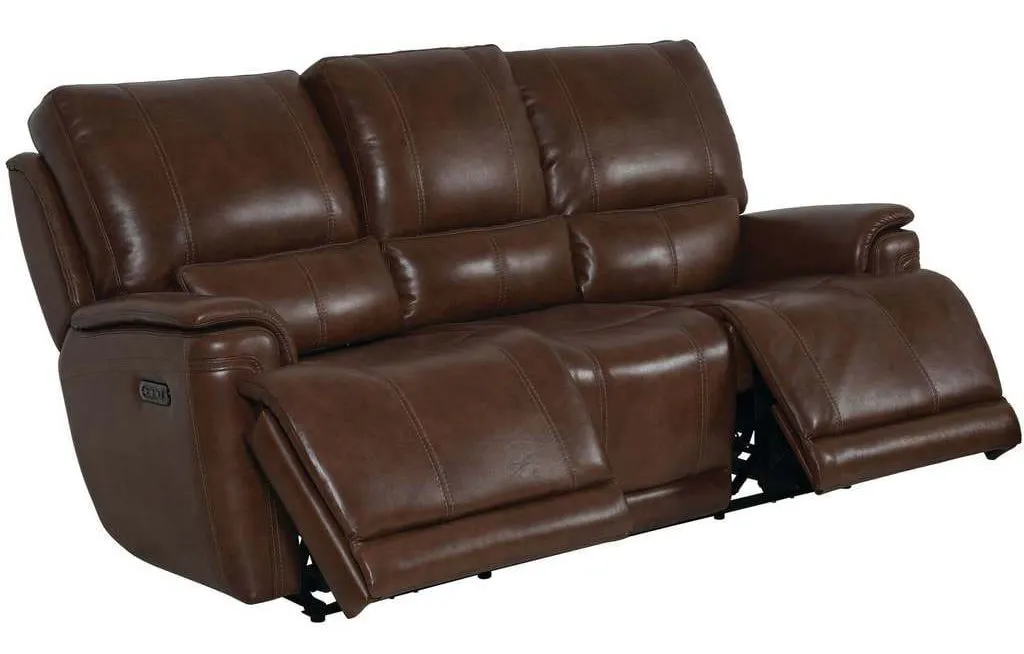 Club Level By Bassett 3749-P62U Burlington Power Motion Sofa in Umber Leather