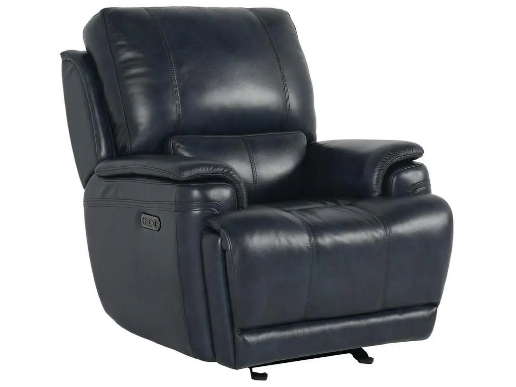 Club Level By Bassett 3749-P9N Burlington Power Glider Recliner in Navy Leather