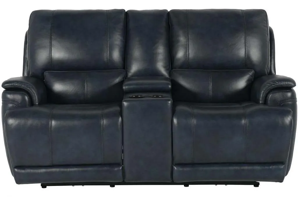 Club Level By Bassett 3749-PC42N Burlington Power Motion Loveseat With Console in Navy Leather Club Level By Bassett 3749-PC42N Burlington Power Motion Loveseat With Console in Navy Leather
