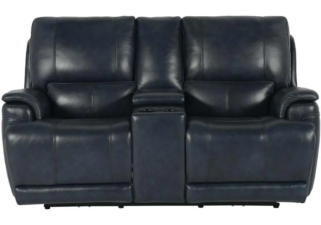 Club Level By Bassett 3749-PC42N Burlington Power Motion Loveseat With Console in Navy Leather Club Level By Bassett 3749-PC42N Burlington Power Motion Loveseat With Console in Navy Leather