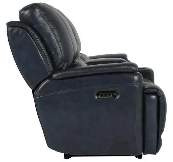 Club Level By Bassett 3749-PC42N Burlington Power Motion Loveseat With Console in Navy Leather Club Level By Bassett 3749-PC42N Burlington Power Motion Loveseat With Console in Navy Leather