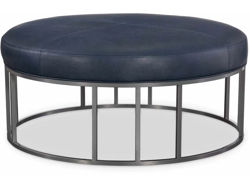 CR Laine L9407-07  Owen Metal Base Leather Round Ottoman