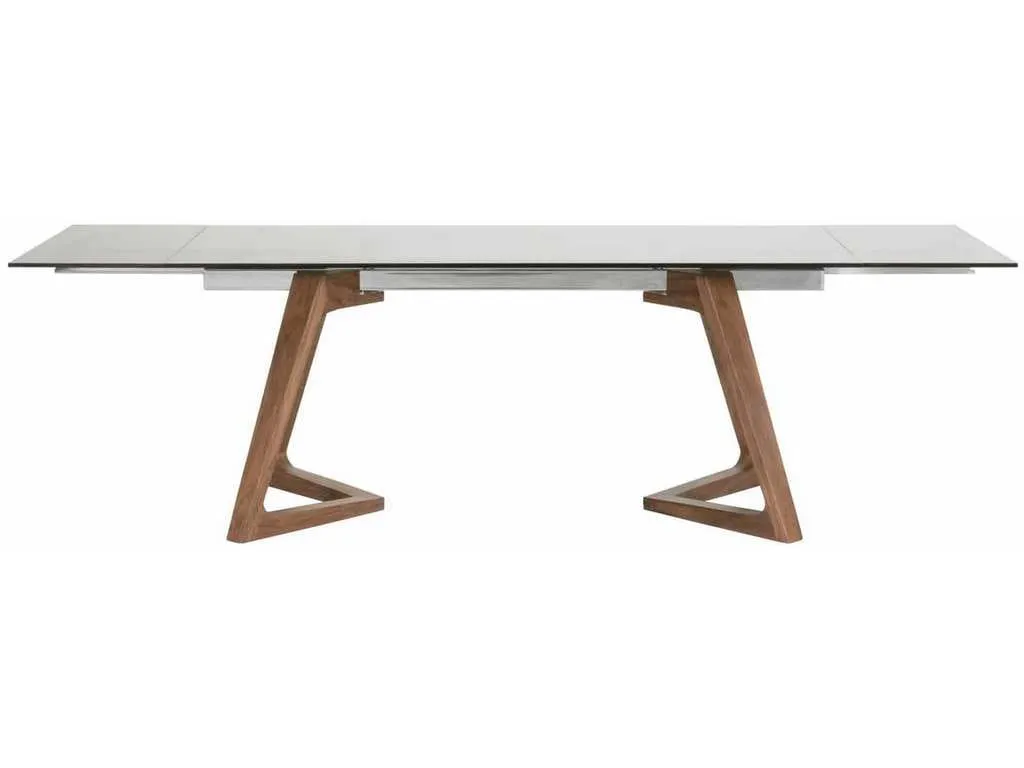 Essentials For Living 1602-DT.WAL/SGRY  Axel Extension Dining Table in Walnut Chrome Smoke Gray Glass