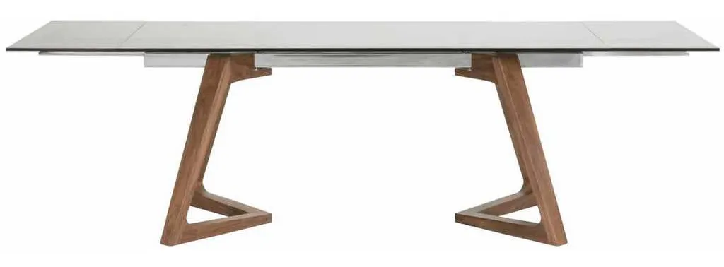 Essentials For Living 1602-DT.WAL/SGRY Axel Extension Dining Table in Walnut Chrome Smoke Gray Glass Essentials For Living 1602-DT.WAL/SGRY Axel Extension Dining Table in Walnut Chrome Smoke Gray Glass
