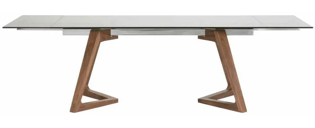 Essentials For Living 1602-DT.WAL/SGRY Axel Extension Dining Table in Walnut Chrome Smoke Gray Glass Essentials For Living 1602-DT.WAL/SGRY Axel Extension Dining Table in Walnut Chrome Smoke Gray Glass