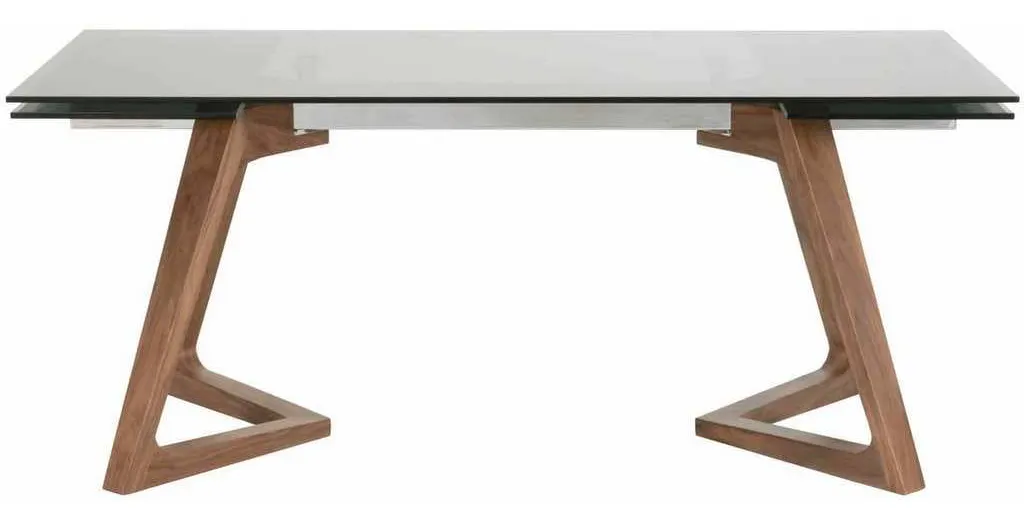 Essentials For Living 1602-DT.WAL/SGRY Axel Extension Dining Table in Walnut Chrome Smoke Gray Glass Essentials For Living 1602-DT.WAL/SGRY Axel Extension Dining Table in Walnut Chrome Smoke Gray Glass