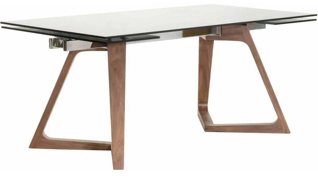 Essentials For Living 1602-DT.WAL/SGRY Axel Extension Dining Table in Walnut Chrome Smoke Gray Glass Essentials For Living 1602-DT.WAL/SGRY Axel Extension Dining Table in Walnut Chrome Smoke Gray Glass