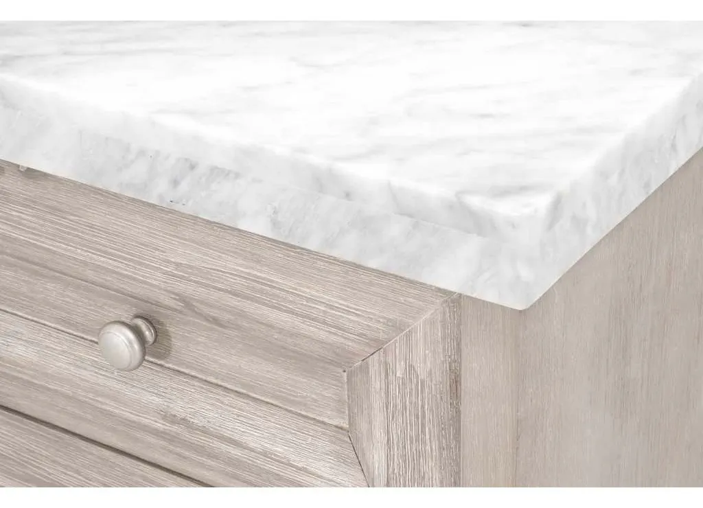 Essentials For Living 6154.NG-BSTL/WHT Azure Carrera Media Chest in Natural Gray Acacia White Carrera Marble Brushed Stainless Steel Essentials For Living 6154.NG-BSTL/WHT Azure Carrera Media Chest in Natural Gray Acacia White Carrera Marble Brushed Stainless Steel