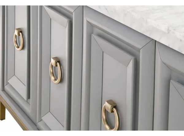 Essentials For Living 6087.DGR-BGLD/WHT Azure Carrera Media Sideboard in White Carrera Marble Dove Gray Brushed Gold Essentials For Living 6087.DGR-BGLD/WHT Azure Carrera Media Sideboard in White Carrera Marble Dove Gray Brushed Gold