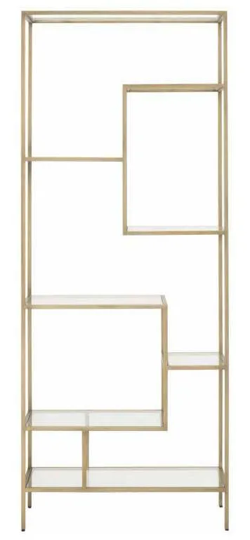 Essentials For Living 4606.BRA Beakman Bookcase in Brass Clear Glass Essentials For Living 4606.BRA Beakman Bookcase in Brass Clear Glass