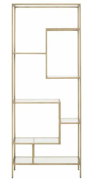 Essentials For Living 4606.BRA Beakman Bookcase in Brass Clear Glass Essentials For Living 4606.BRA Beakman Bookcase in Brass Clear Glass