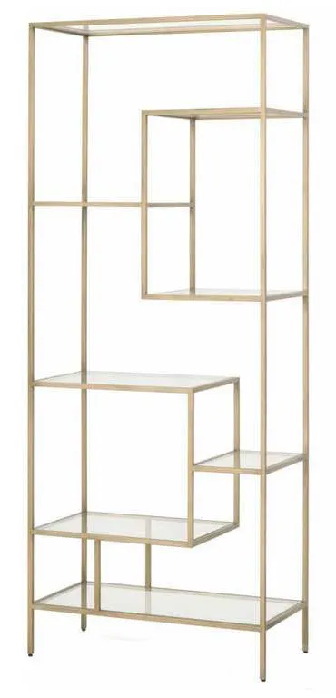Essentials For Living 4606.BRA Beakman Bookcase in Brass Clear Glass Essentials For Living 4606.BRA Beakman Bookcase in Brass Clear Glass