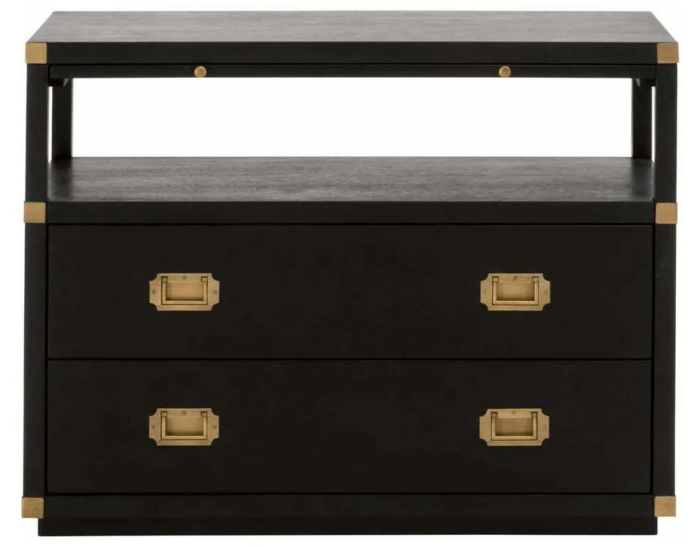 Essentials for Living 6131.B-BLK/BGLD Bradley 2 Drawer Nightstand in Brushed Black Brushed Gold Essentials for Living 6131.B-BLK/BGLD Bradley 2 Drawer Nightstand in Brushed Black Brushed Gold