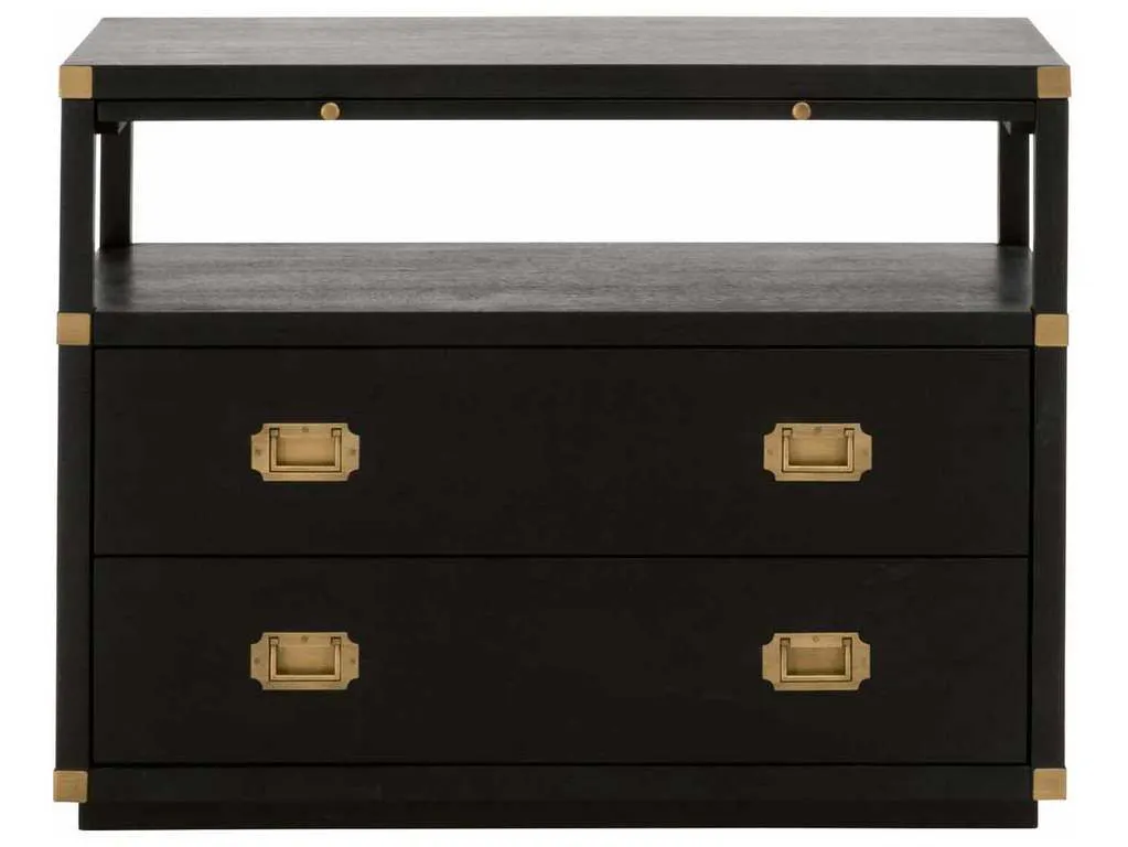 Essentials for Living 6131.B-BLK/BGLD Bradley 2 Drawer Nightstand in Brushed Black Brushed Gold Essentials for Living 6131.B-BLK/BGLD Bradley 2 Drawer Nightstand in Brushed Black Brushed Gold
