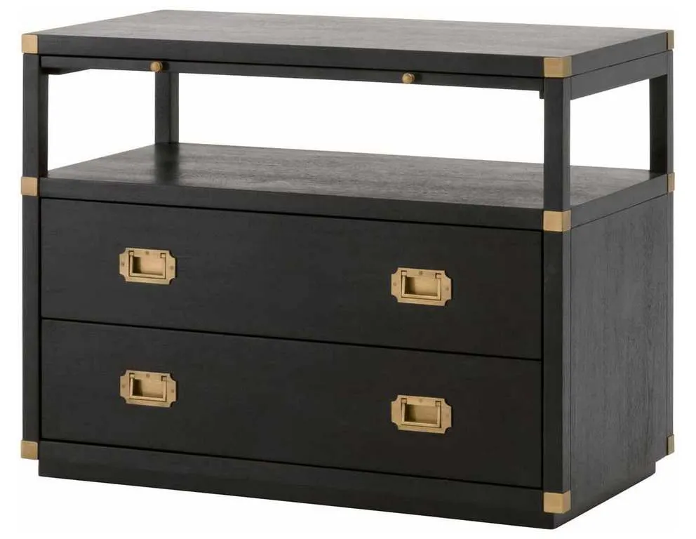 Essentials for Living 6131.B-BLK/BGLD Bradley 2 Drawer Nightstand in Brushed Black Brushed Gold Essentials for Living 6131.B-BLK/BGLD Bradley 2 Drawer Nightstand in Brushed Black Brushed Gold