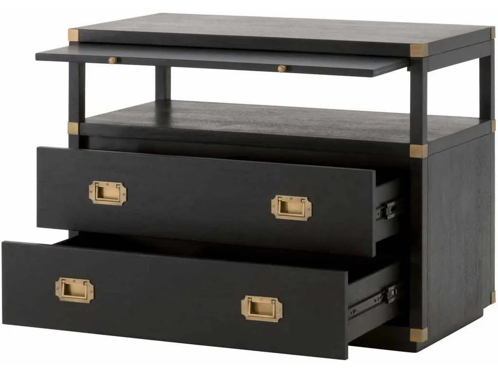 Essentials for Living 6131.B-BLK/BGLD Bradley 2 Drawer Nightstand in Brushed Black Brushed Gold Essentials for Living 6131.B-BLK/BGLD Bradley 2 Drawer Nightstand in Brushed Black Brushed Gold