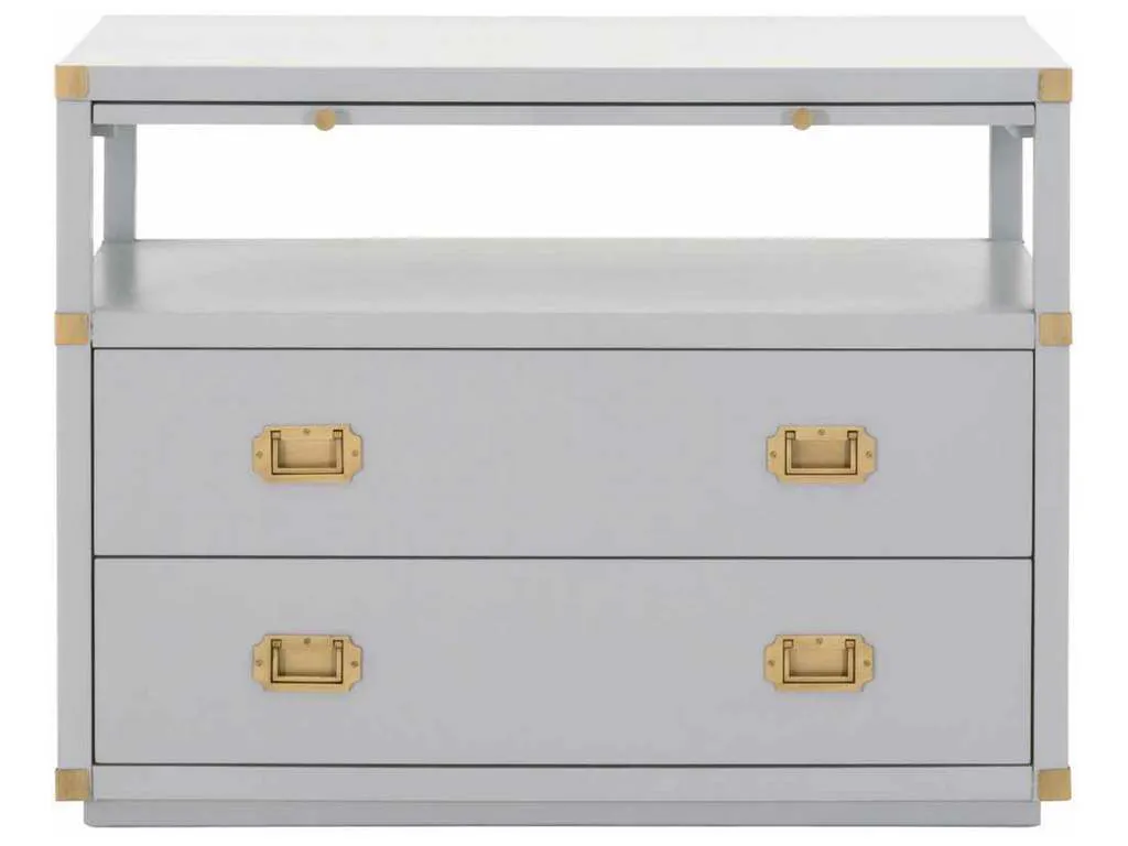 Essentials for Living 6131.DGR/BGLD  Bradley 2 Drawer Nightstand in Dove Gray Brushed Gold