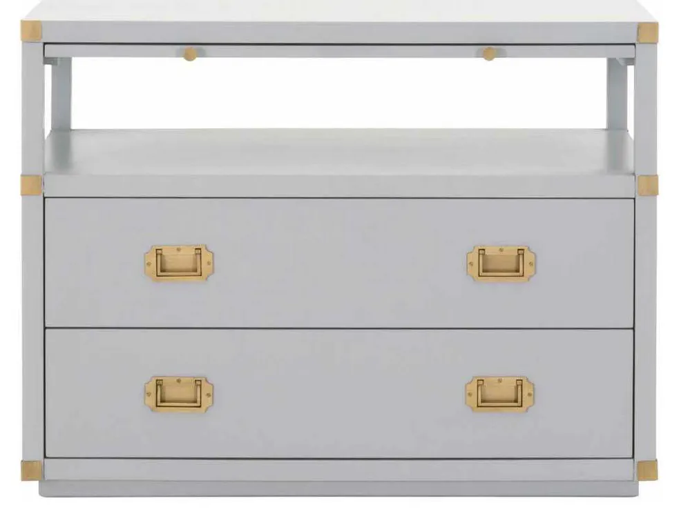 Essentials for Living 6131.DGR/BGLD Bradley 2 Drawer Nightstand in Dove Gray Brushed Gold Essentials for Living 6131.DGR/BGLD Bradley 2 Drawer Nightstand in Dove Gray Brushed Gold