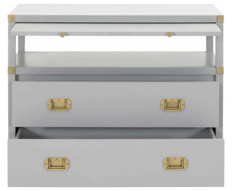 Essentials for Living 6131.DGR/BGLD Bradley 2 Drawer Nightstand in Dove Gray Brushed Gold Essentials for Living 6131.DGR/BGLD Bradley 2 Drawer Nightstand in Dove Gray Brushed Gold