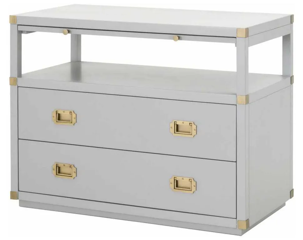 Essentials for Living 6131.DGR/BGLD Bradley 2 Drawer Nightstand in Dove Gray Brushed Gold Essentials for Living 6131.DGR/BGLD Bradley 2 Drawer Nightstand in Dove Gray Brushed Gold