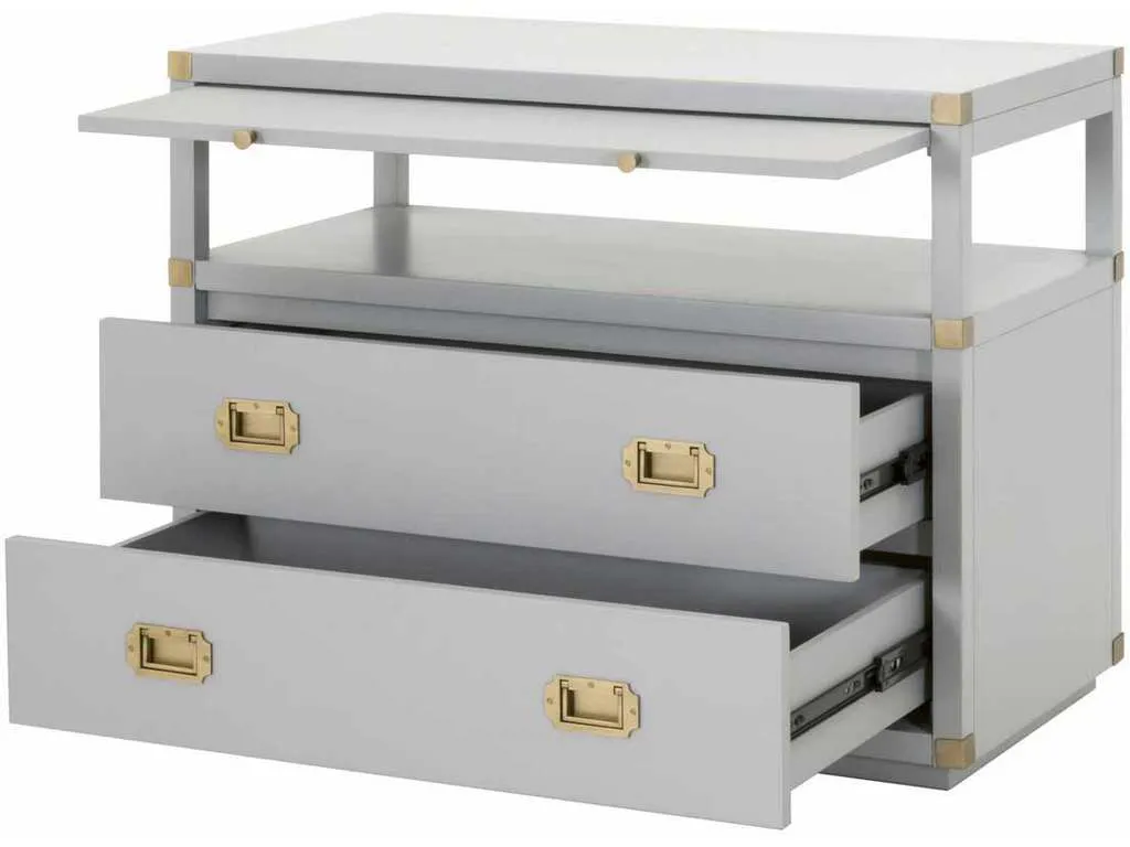 Essentials for Living 6131.DGR/BGLD Bradley 2 Drawer Nightstand in Dove Gray Brushed Gold Essentials for Living 6131.DGR/BGLD Bradley 2 Drawer Nightstand in Dove Gray Brushed Gold